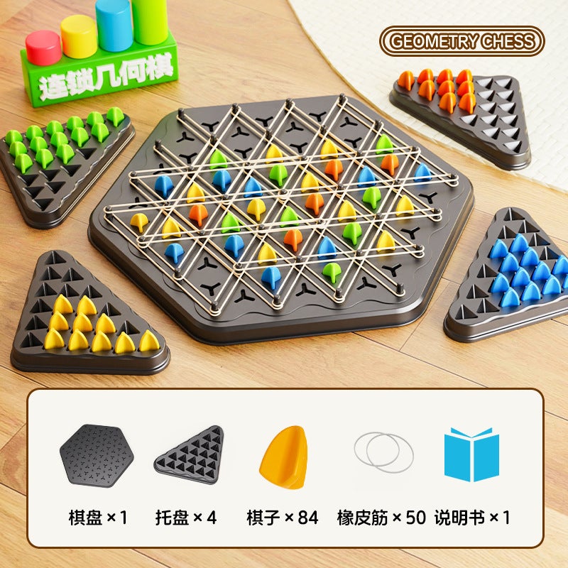 Desktop Puzzle Alphabet Chess Multiplayer Battle Interactive Rubber Band Triangle Game Desktop Puzzle Toy - Image 1